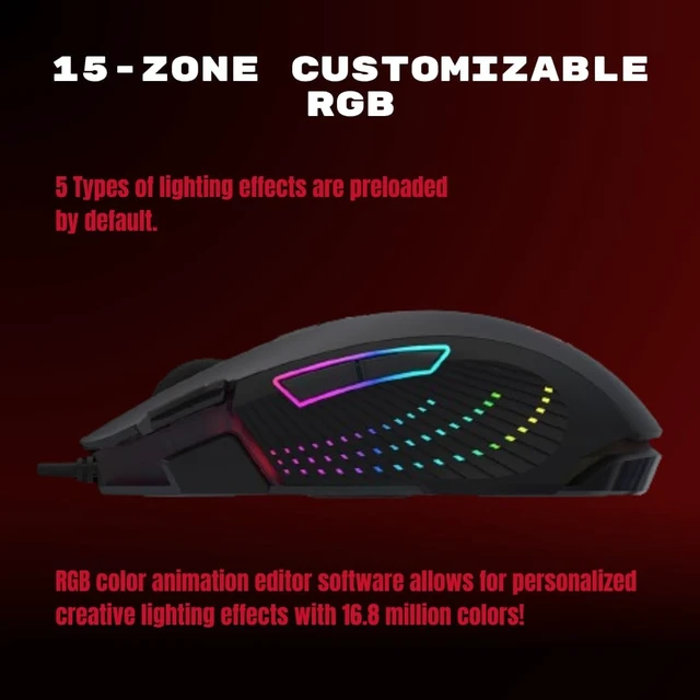 Alt view image 4 of 4 - Bloody J90s RGB Gaming Mouse, High Precision 8000 CPI, 150 IPS, 25g Acceleration, 12 Customizable Buttons, Ambidextrous