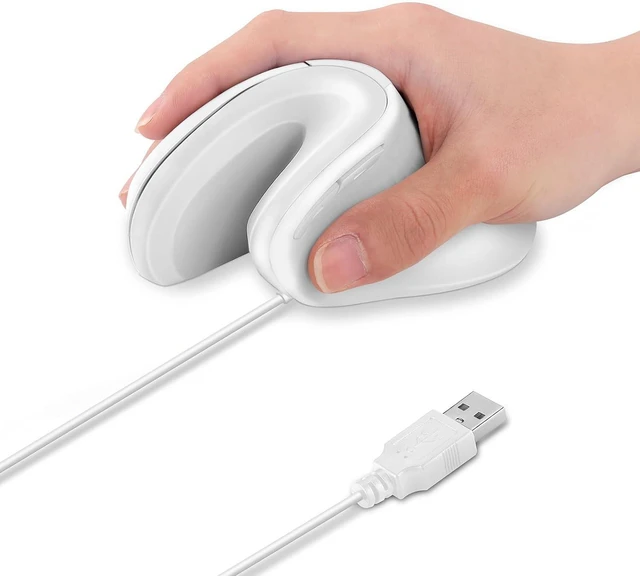 Main image of HXMJ-Vertical Mouse Wired,USB Ergonomic Optical Mice,Silent Click,Right Handed-White