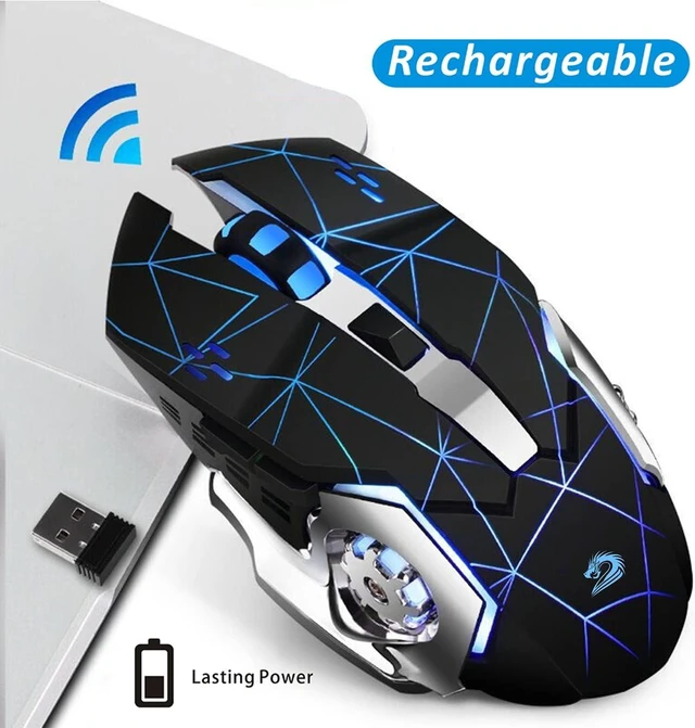 Alt view image 3 of 7 - Q85 Rechargeable Wireless Gaming Mouse, Ergonomic Mouse Starry Black