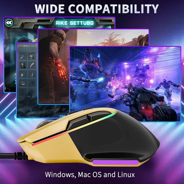 Alt view image 6 of 7 - Gaming Mouse, Wired Gaming Mouse with RGB Backlit, 7200DPI Adjustable, PC Gaming Mice with 7 rogrammable Macro Buttonsg, Ergonomic Mouse Gamer for PC, Desktop, MacLaptop, Chromebook.