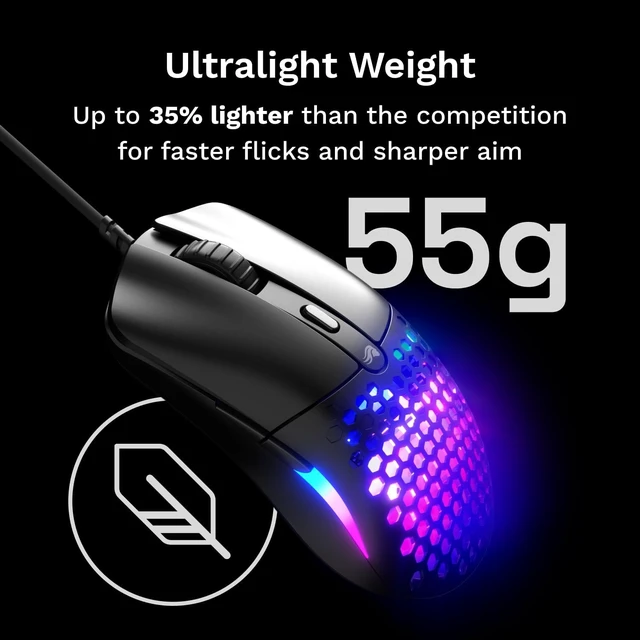 Alt view image 3 of 7 - GLORIOUS Model O Eternal Ultralight RGB Gaming Mouse - Wired - 55g Lightweight - Customizable RGB Lighting - 6 Programmable Buttons - Symmetrical Design - 12K DPI Optical Sensor - PC/Mac - Black