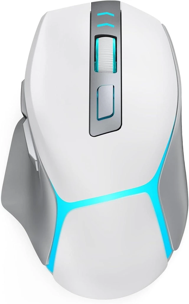Main image of JOYACCESS Wireless Gaming Mouse, Supports Bluetooth/2.4g/Wired Connections 12500 DPI, 1000hz, Rechargeable, 20m Clicks, 6 Buttons, RGB Backlit Ergonomic Mouse for Windows/Mac Gamers (Silver-Gray)