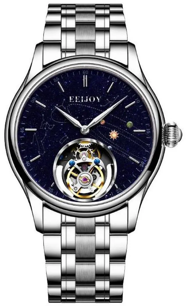 Main image of EEIJOY Celestial Flying Tourbillon Dress Watch for Men | Caliber 8001 Manual Winding | Sapphire Crystal | 316L Stainless Steel | Starry Sky Dial | 30M Water Resistant | Bonus Leather Strap