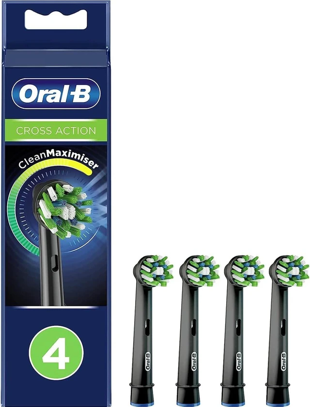 Main image of OralB Cross Action Replacement Brush Heads, 4Pack, Angled Cross Bristles Deep Clean