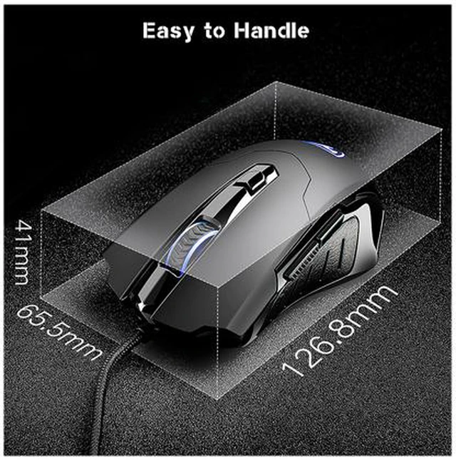 Alt view image 5 of 6 - Ergonomic Wired Gaming Mouse, RGB Breathing Light, 6 Programmable Buttons, High Precision Optical Sensor for Gaming & Office