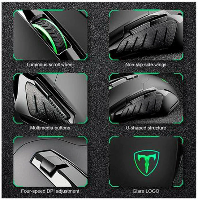 Alt view image 3 of 6 - Ergonomic Wired Gaming Mouse, RGB Breathing Light, 6 Programmable Buttons, High Precision Optical Sensor for Gaming & Office
