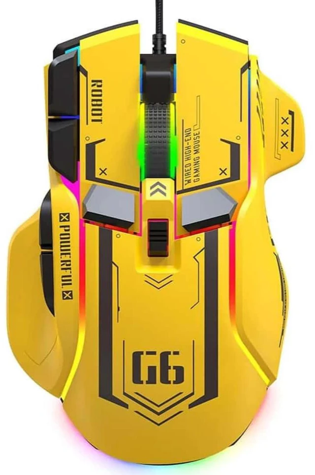Main image of RGB Gaming Mouse Backlit Wired Ergonomic 10 Button Programmable Mouse ,UP to 12800 DPI, RGB,10 Programmable Buttons Yellow