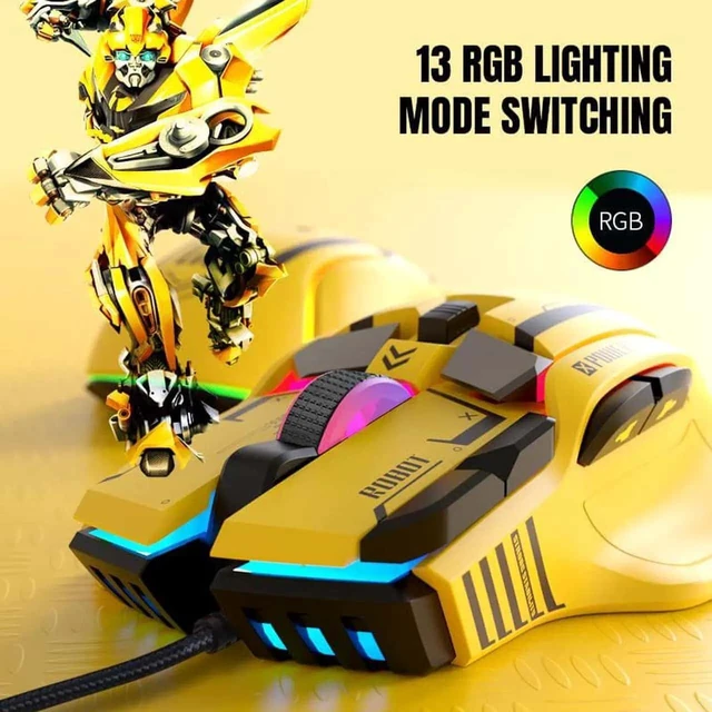 Alt view image 2 of 3 - RGB Gaming Mouse Backlit Wired Ergonomic 10 Button Programmable Mouse ,UP to 12800 DPI, RGB,10 Programmable Buttons Yellow