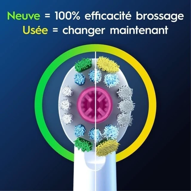 Alt view image 4 of 6 - Oral-B Pro 3D White Replacement Brush Heads, 4 Count, Removes Surface Stains for Whiter Teeth, Compatible with Oral-B Electric Toothbrushes