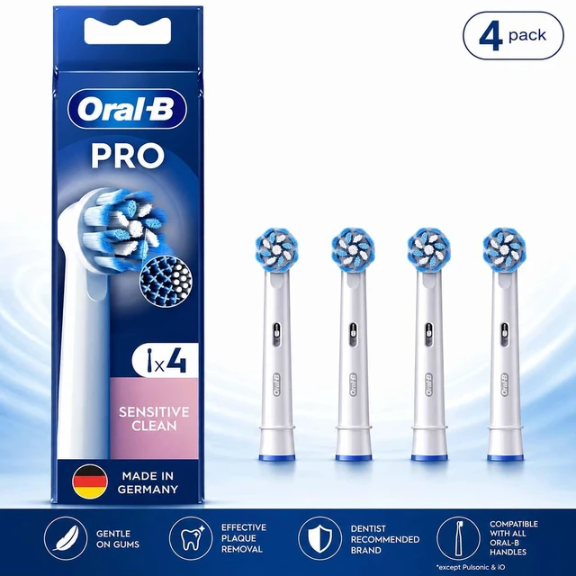 Main image of Oral-B Pro Sensitive Clean Replacement Brush Heads, 4 Count, Extra Soft Bristles Gentle on Gums, Compatible with Oral-B Electric Toothbrushes