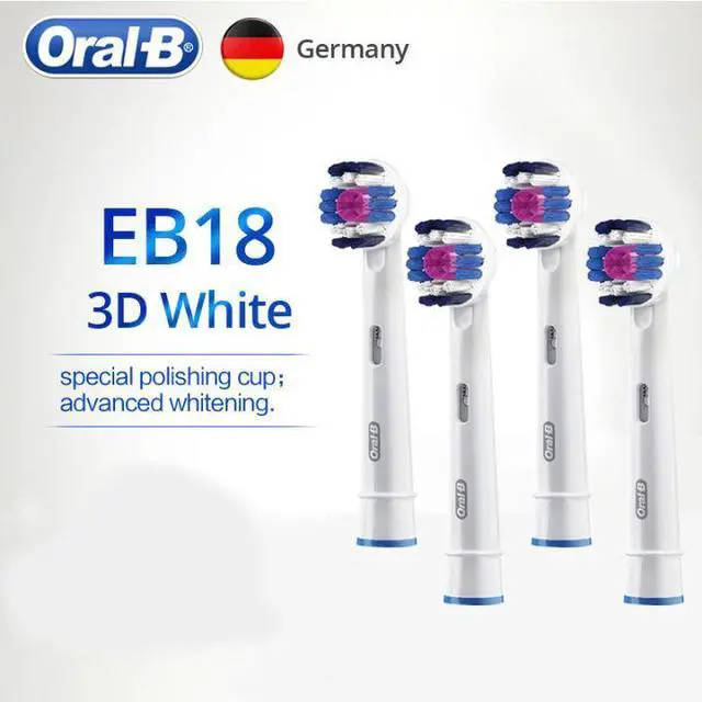Alt view image 2 of 5 - Tête de brosse à dents électrique Oral-B Pro 3D White, poils en forme de X et cupule de polissage unique pour blanchir les dents et éliminer les taches superficielles, paquet de 4