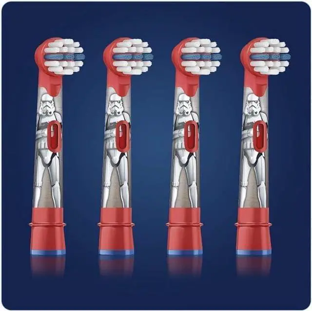 Alt view image 2 of 6 - Têtes de brosse de rechange pour brosse à dents électrique rechargeable Oral-B Kids Starwars, lot de 4