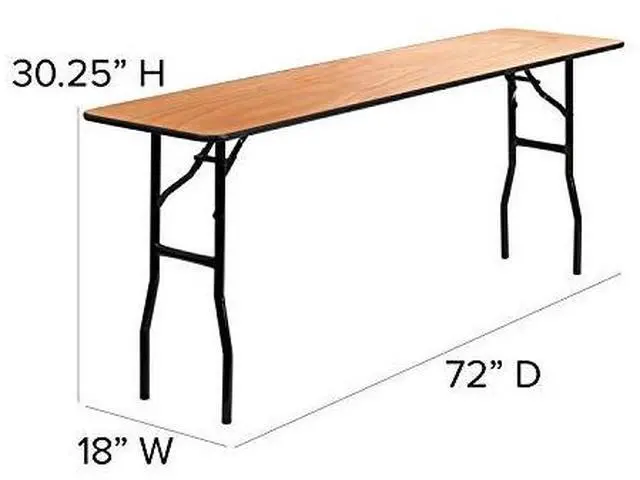Alt view image 2 of 5 - EMMA + OLIVER 6' Rectangular Wood Folding Table with Clear Coated Top, Long Wooden Foldable Table for Residential Indoor/Outdoor Events, Natural