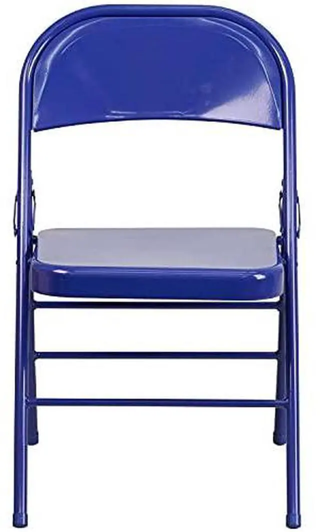 Alt view image 5 of 7 - EMMA + OLIVER 2 Pack Cobalt Blue Triple Braced & Double Hinged Metal Folding Chair