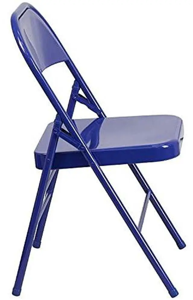 Alt view image 6 of 7 - EMMA + OLIVER 2 Pack Cobalt Blue Triple Braced & Double Hinged Metal Folding Chair