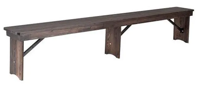 Alt view image 3 of 7 - EMMA + OLIVER Pacia 8' x 12" Solid Pine Folding Farm Bench in Mahogany