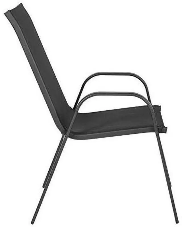 Alt view image 6 of 7 - EMMA + OLIVER 4 Pack Black Outdoor Stack Chair with Flex Comfort Material - Patio Stack Chair