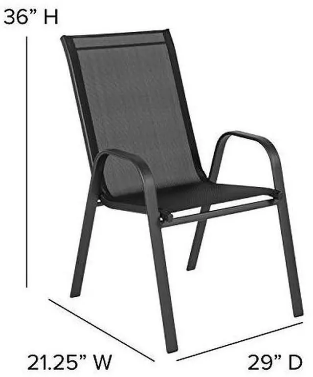 Alt view image 2 of 7 - EMMA + OLIVER 4 Pack Black Outdoor Stack Chair with Flex Comfort Material - Patio Stack Chair