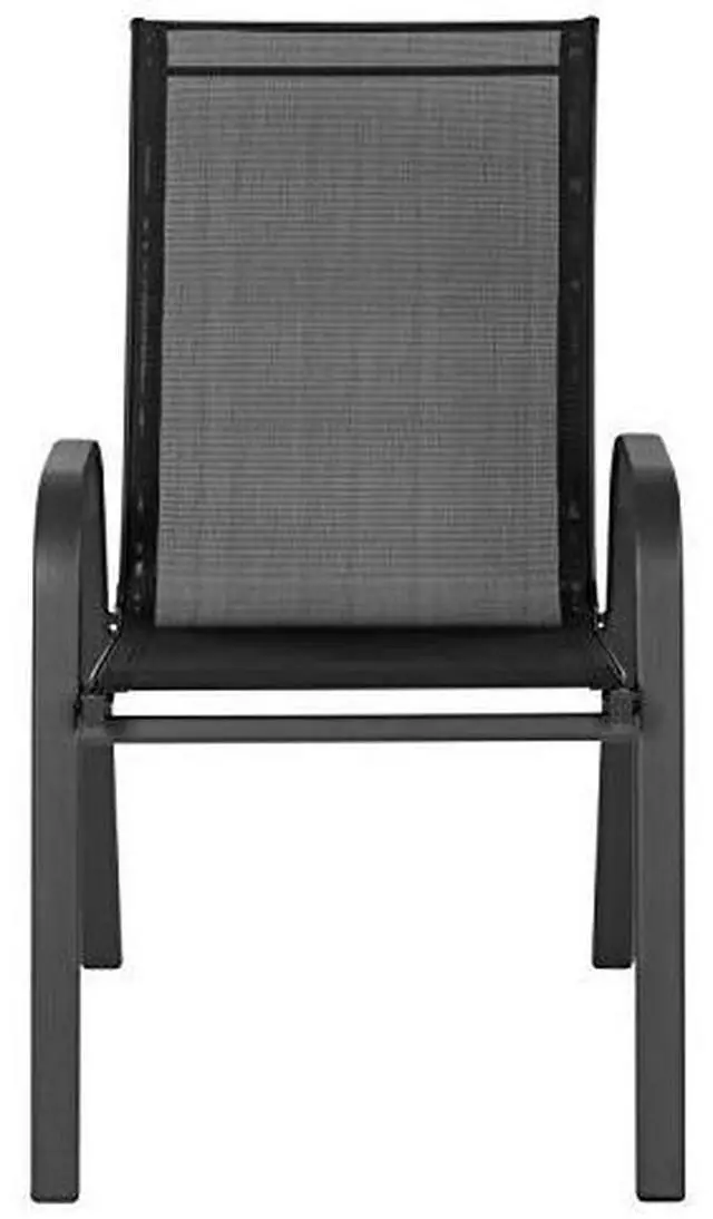 Alt view image 4 of 7 - EMMA + OLIVER 4 Pack Black Outdoor Stack Chair with Flex Comfort Material - Patio Stack Chair