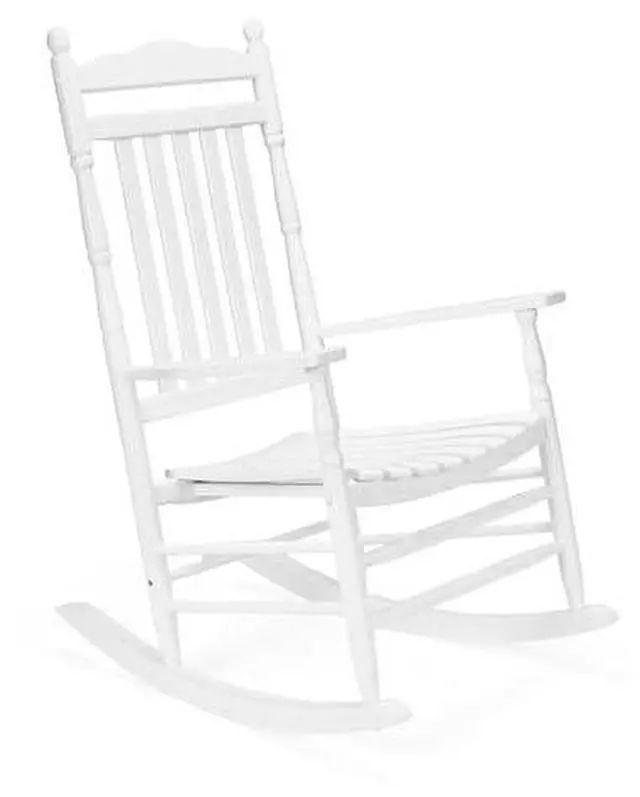 Main image of VINGLI Wooden Rocking Chair, Outdoor Chair with 450 lbs Support (White, 1PC)