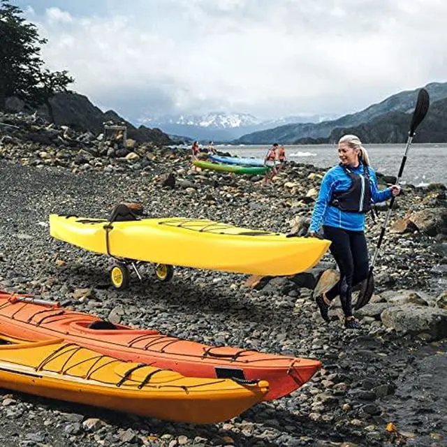 Alt view image 7 of 7 - Bonnlo Foldable Kayak Cart, Lightweight Aluminum Alloy Frame, Universal Dolly Cart with 10'' Durable Solid Tires for Canoes, Paddle Boards, Boats, Strong 1.75" Thick Prongs