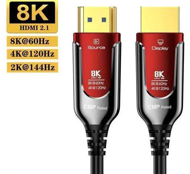 Main image of 8K Fiber Optic Gaming HDMI 2.1 Plenum-Rated Cable, 48Gbps High Speed 3D 8K60 4K120 144Hz HDMI Cord eARC HDR10 HDCP 2.2&2.3 Compatible with Roku-TV/PS5/HDTV/Blu-ray - 164FT/50M, Red