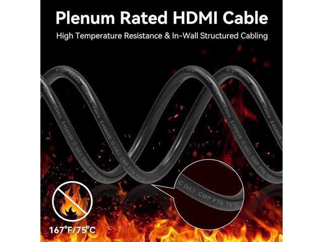 Alt view image 3 of 7 - 8K Fiber Optic Gaming HDMI 2.1 Plenum-Rated Cable, 48Gbps High Speed 3D 8K60 4K120 144Hz HDMI Cord eARC HDR10 HDCP 2.2&2.3 Compatible with Roku-TV/PS5/HDTV/Blu-ray - 164FT/50M, Red