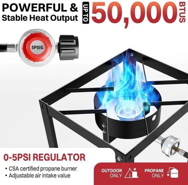Alt view image 2 of 7 - 18QT Outdoor Propane Fish Fryer | 50,000 BTU Propane Deep Fryer | Includes 2 Baskets | Lid | Cover | 9" Fryer Tong & 6" Thermometer | Perfect for Cooking Fish, Chicken Wings, and Fries