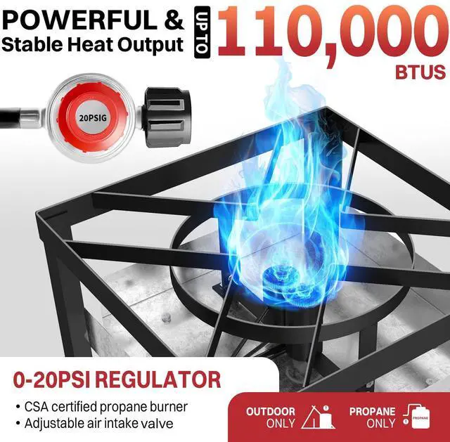 Alt view image 2 of 7 - 50QT Crawfish Boiler | Stainless Steel Seafood Boil Pot with Basket | Cover & 12" Skimmer Included | 110,000 BTU Propane Jet Burner | 20 PSI CSA Regulator | Outdoor Backyard Cajun Seafood Cooker