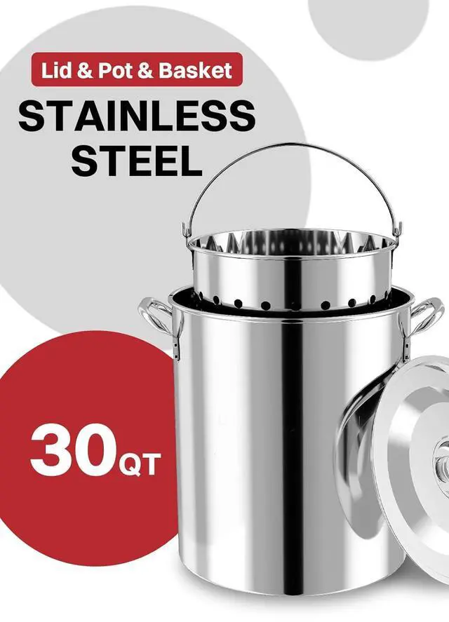 Alt view image 3 of 7 - 30QT Stainless Steel Turkey Fryer | Outdoor Fryers | Waterproof Cover & Basket Included | 50,000 BTU Propane Burner | Ideal for Turkey, Seafood Boil & Cajun Cooking