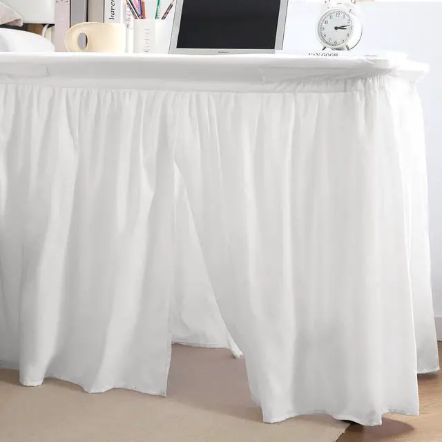 Alt view image 2 of 4 - White Microfiber Dorm Desk Skirt - 32" Length