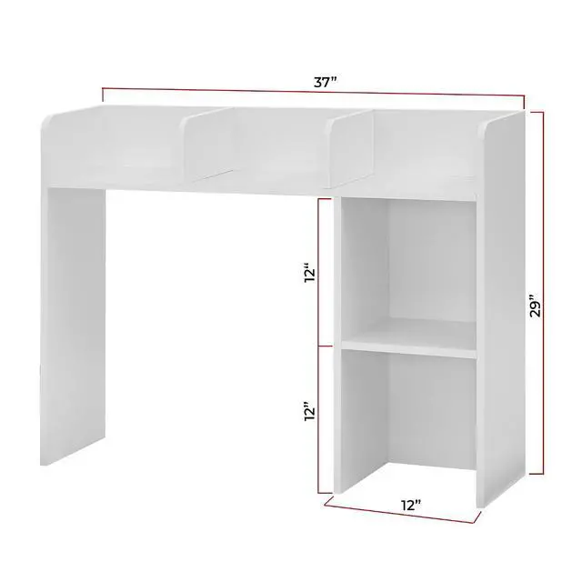 Alt view image 2 of 7 - Classic Dorm Desk Bookshelf - White