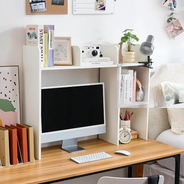 Alt view image 3 of 7 - Classic Dorm Desk Bookshelf - White