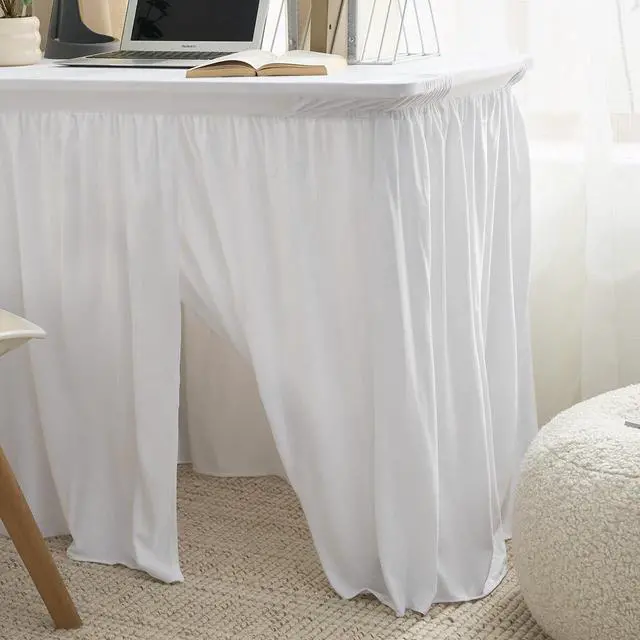 Alt view image 2 of 5 - 42" Length Luxury Plush Dorm Desk Skirt - White
