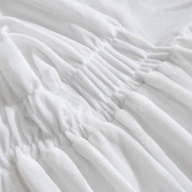 Alt view image 3 of 5 - 42" Length Luxury Plush Dorm Desk Skirt - White