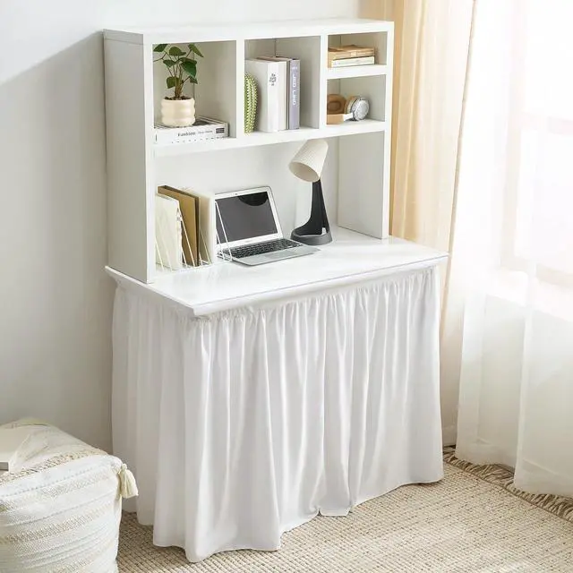 Alt view image 4 of 5 - 42" Length Luxury Plush Dorm Desk Skirt - White