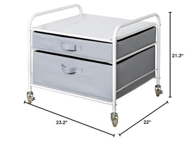 Alt view image 6 of 6 - Mini-Fridge Stand on Wheels - Supreme Organization - White Metal Frame with Gray Drawers
