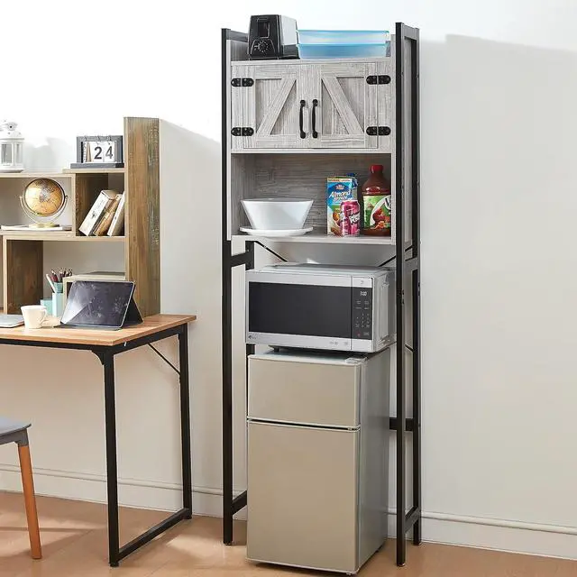 Alt view image 2 of 7 - Yak About It® Dorm Hutch - Over the Fridge Organizer - Gray Walnut