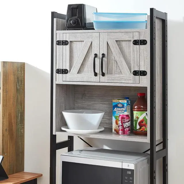 Alt view image 4 of 7 - Yak About It® Dorm Hutch - Over the Fridge Organizer - Gray Walnut