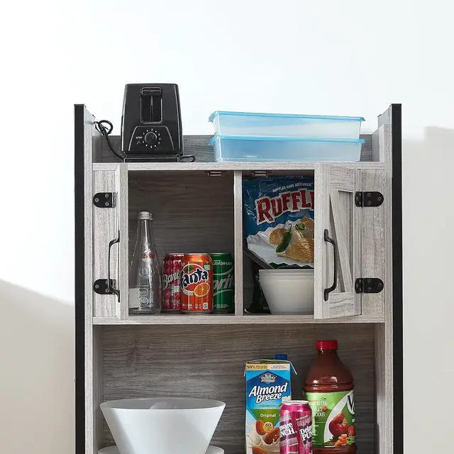 Alt view image 5 of 7 - Yak About It® Dorm Hutch - Over the Fridge Organizer - Gray Walnut
