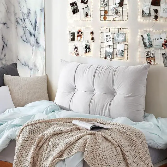Alt view image 5 of 7 - Rainha - Plush Tufted College Headboard - Light Gray
