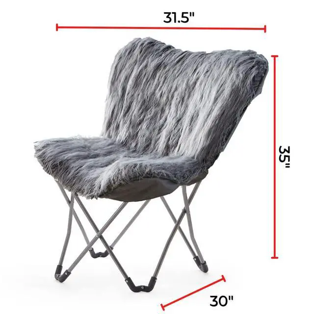 Alt view image 2 of 3 - Fur Butterfly Chair - Dark Gray