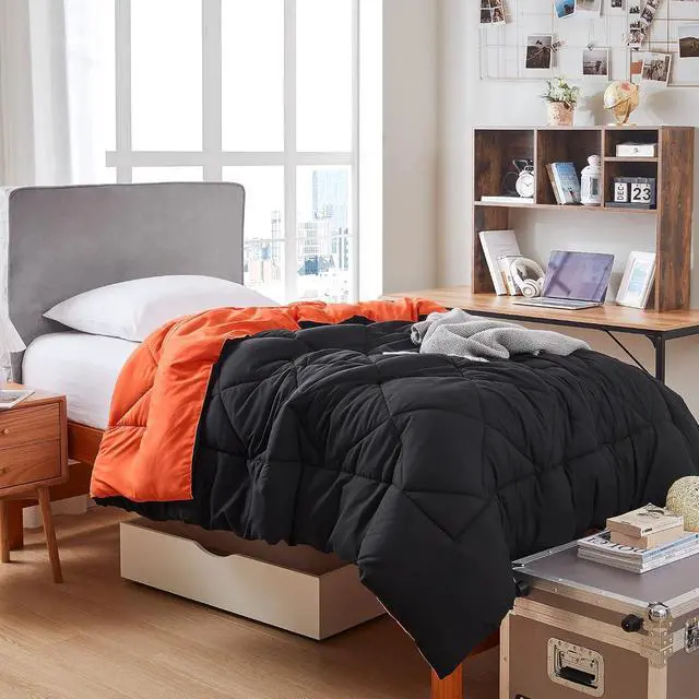Alt view image 3 of 6 - Orange/Black Reversible Twin XL Comforter