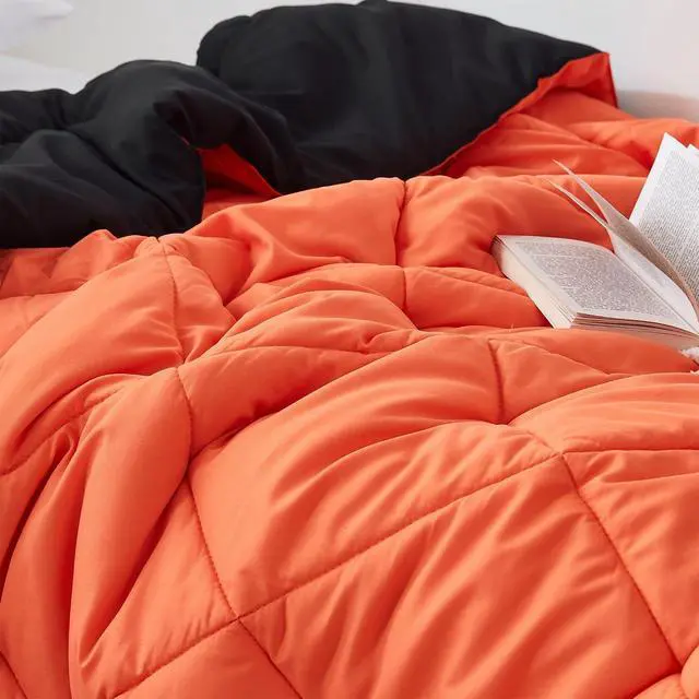 Alt view image 5 of 6 - Orange/Black Reversible Twin XL Comforter