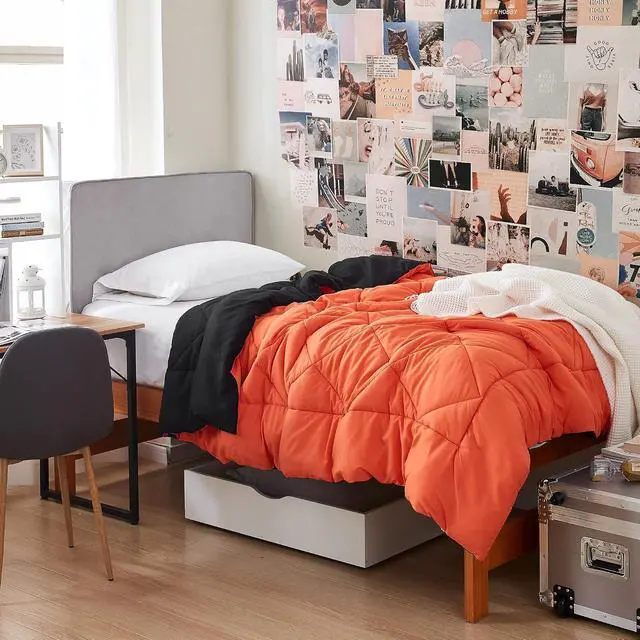 Alt view image 6 of 6 - Orange/Black Reversible Twin XL Comforter