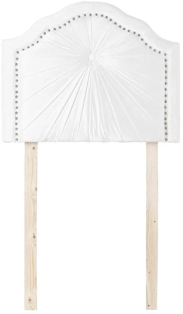 Main image of Plush Pleated Double Bevel College Dorm Headboard - White - with Legs