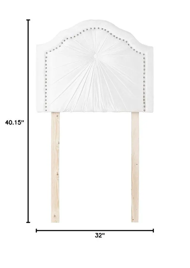 Alt view image 3 of 3 - Plush Pleated Double Bevel College Dorm Headboard - White - with Legs