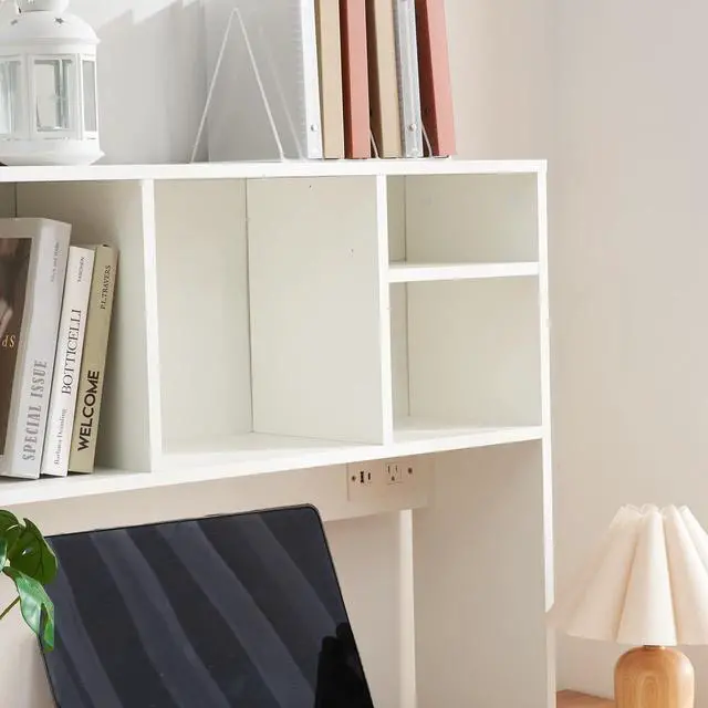 Alt view image 2 of 4 - The College Cube Dorm Desk Bookshelf with Outlet - White