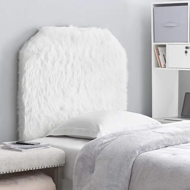 Main image of Mo' Heaven College Headboard - Plush Furry Fur White