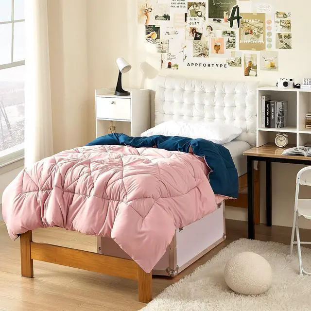 Alt view image 2 of 4 - Silver Pink/Nightfall Navy Reversible Twin XL Comforter